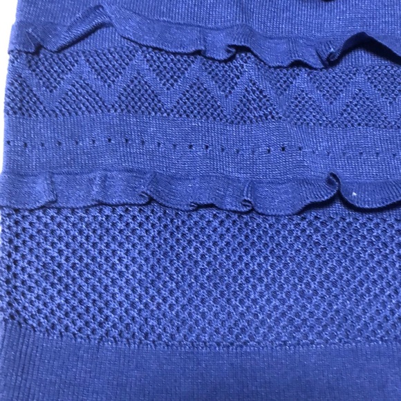 NWOT banana republic small sweater blue formal short sleeve eyelet ruffle - Picture 2 of 3